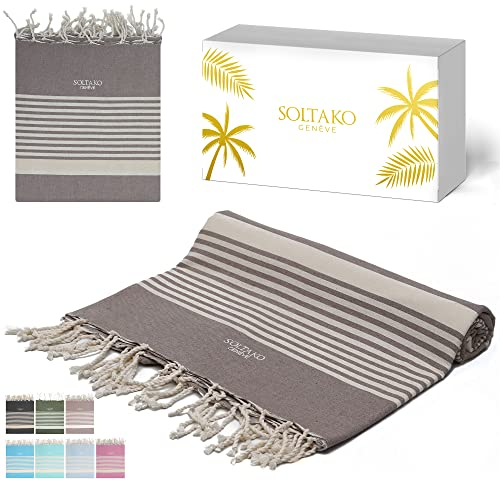 SOLTAKO Fouta Arthur Premium XXL, tortora, 200/200 cm