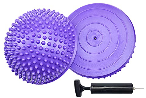 2 Stück Balance Igel Halbkugel mit Luftpumpe, Großer Gymnastik Igel, Fitness Trittstein Yoga Balance-Kugel für Kinder & Erwachsene, Balancetraining Koordinationstraining