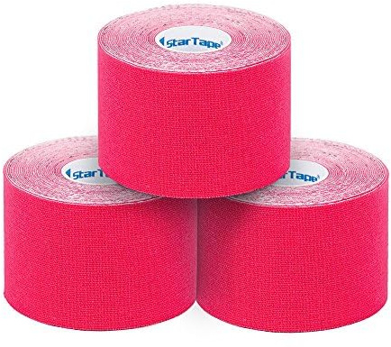 SL StarTape power - Kinesiologietape, Sporttape aus Baumwolle, selbstklebendes Physiotape, wasserabweisend, hautfreundliches Taping, 5 x 550 cm, pink, 3er Set