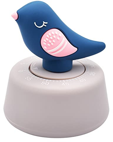Ranvi Bird Shaped Kitchen Timer Craft Mechanical Winding 60 Minute Timer Cute Animal Kids Time Timer Manage Time, Baking Fun and Boiled Eggs(Blue)