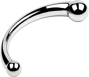 SeLgurFos Gancio anale in acciaio inossidabile,plug anale curvo con due sfere in acciaio inossidabile,perline anali plug anale espansore vaginale,giocattoli sessuali Adatto per uomini donne(M,Silver)