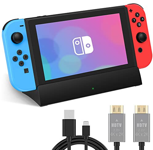 Docking Station per Nintendo Switch, interruttore portatile OLED, supporto 4K HDMI Output, ricambio per Nintendo Switch Base, Nintendo Switch Dock con Type-C e cavi HDMI (nero)