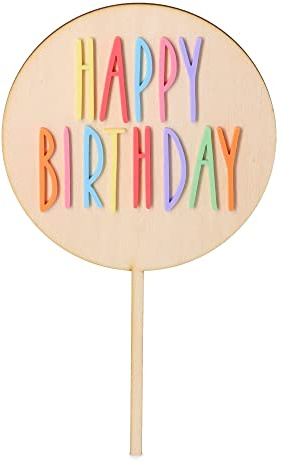 Goodtimes Cake Topper Happy Birthday Bunt 23cm x 13cm aus Holz & Acryl