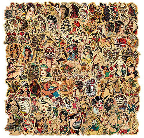 Vintage Sailing Seaman Graffiti Sticker Set - 100pcs Waterproof Stickers for Luggage, Boxes, Cups, Skateboards & DIY Decoration by Jagowa