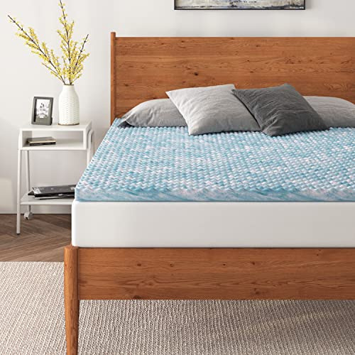 NapQueen 2 Inch Swirl Egg-Shell Cooling Gel Memory Foam Mattress Topper, CertiPUR-US Certified, Twin-XL