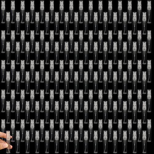 NGOSUET 100 Stück 3ml Mini Sprühflasche, Nachfüllbar 3ml Zerstäuber Plastik, Klein Sprühflasche Transparent Sprayflasche, Kunststoff Parfümzerstäuber Leer für Reisen, Lotion, Parfüm