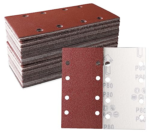 STEBRUAM Set de 30 lijas para lijadoras orbitales 93 x 185mm grano 80 8 agujeros