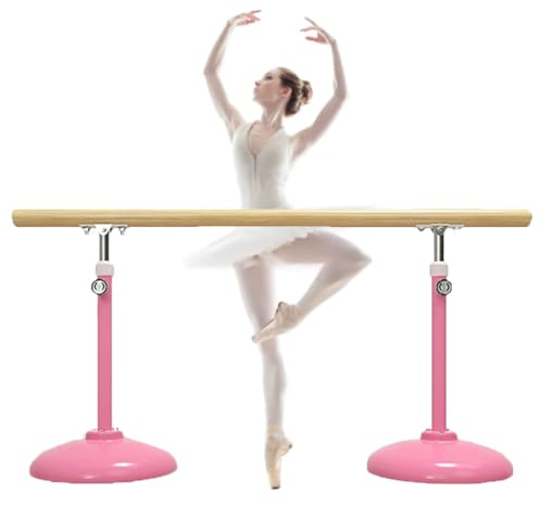 HamoM Ballettstange Tragbare Ballettstange aus Stahl mit Stabiler Basis und Holzgriff, höhenverstellbar von 80–120 cm (Color : A2, Size : 2M/6.6FT)