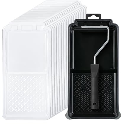Bates- 4 Inch Paint Tray Set, 22 pcs, 1x 4 Inch Paint Roller Tray, 20x Disposable Plastic Liners & 1x Roller Frame