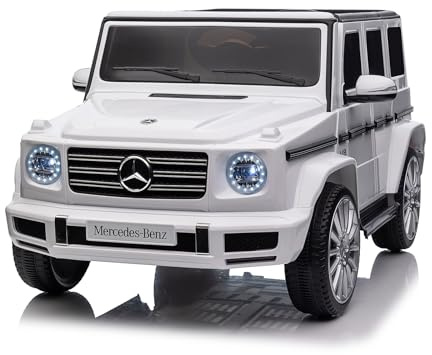 COSTWAY Mercedes Benz G500 elbil, 12 V elektrisk barnbil med fjärrkontroll, elektriskt fordon med signalhorn, musik, LED-lampor, elbil för barn