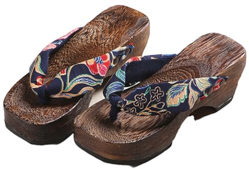 YCZHD Tongs Sabots Traditionnels Japonais pour Femmes Chaussures Talons hauts à deux dents Sandales Kimono Geta Sabots Pantoufles