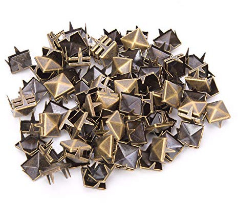 Vierkantnieten aus Messing und Kupfer, 100 Stück, 9 Mm, für Kleidung, Schuhe, Taschen, Accessoires Zur Lederdekoration (Antike Bronze)