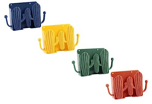 PRETYZOOM 4pcs Cactus Shaped Wall Cellphone Holder Wall Phone Storage Stand for Remote Controller Punch Phone Holder for Bathroom Vanity