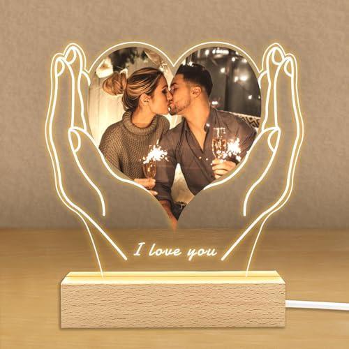 15x22cm Cuadro Personalizado con Foto Regalo Aniversario Parej, Regalos Pareja Lampara Personalizados Para Cumpleaños Mujer, Nombre Regalos Personalizados Navidad Para Hombre Boda Novia Novio