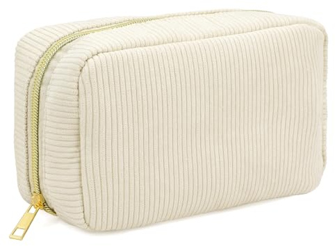 MELLIEX Kosmetiktasche Klein, Cord Schminktasche mit Fächern, Make up Tasche mit Reißverschluss für Reisen Arbeit Schule Zuhause