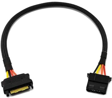ChunLK Cavo adattatore di alimentazione da 15 pin maschio a Molex da 5,08 mm Cavo convertitore da IDE a SATA maschio con maniche nere da 30 cm