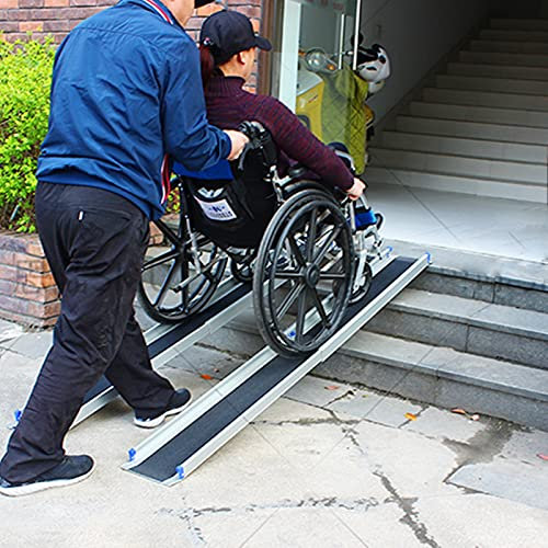 CZYGPHY Rampen Tragbare Teleskop-Rollstuhlrampe, 2er-Set, längenverstellbare, rutschfeste Türstufenrampe für Behinderte, Haustreppen, Treppen, Türen, Mobilitätsroller (Größe: 152 cm x 20 cm x 5 cm)