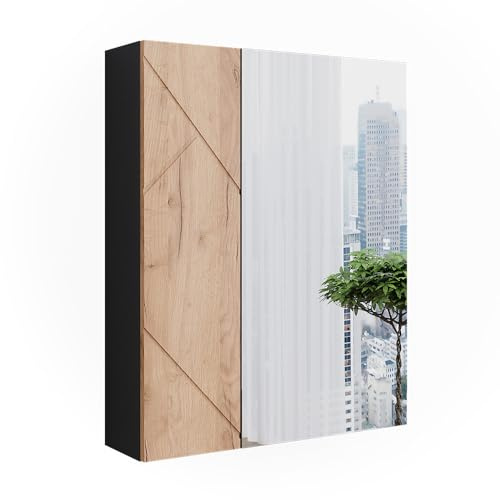 Vicco Badspiegelschrank Irma, Anthrazit/Goldkraft Eiche, 60 x 75 cm | zur Wandmontage mit integrierter Spiegelfläche