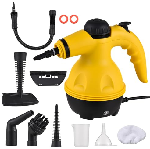 Nettoyeur vapeur portable 1050 W haute température avec 10 accessoires pour cuisine, canapé, salle de bain, fenêtre de voiture
