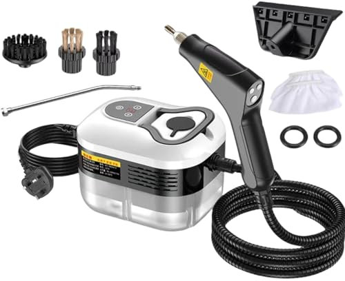 Steam Cleaner, 2500W Handheld Steam Cleaner with Adjustable Speeds & 1.2L Water Tank & 4 Brush Heads, Portable Steamer Cleaning Machine for Kitchen Living Room Furniture Car Sofa Cleaning