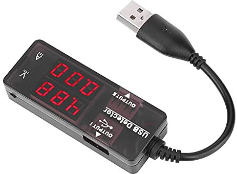 YB26VA Dual Display USB Detector Voltmeter Ammeter Voltage Current Meter Battery Tester for Mobile Devices Charging (Homochromy Plugged in and Not Rotating)