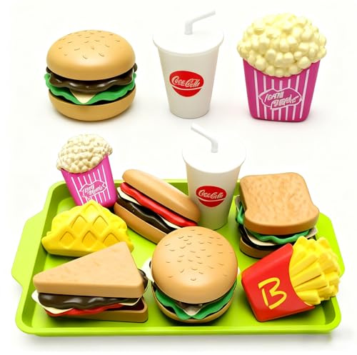 Kinderküche Zubehör, Spielküche Zubehör, 9-teiliges Set für kreative Rollenspiele, Realistisches Plastikgeschirr für Kinder ab 3 Jahren