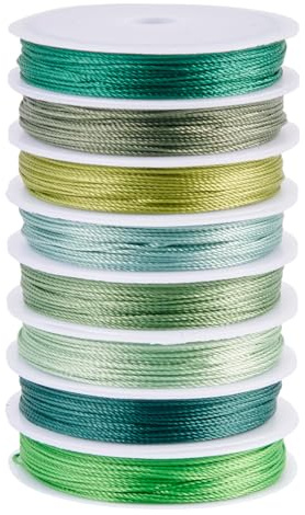 Craftdady - Filo di poliestere tondo intrecciato da 80 metri, corda di poliestere sottile da 0,9 mm, corda intrecciata a 15 fili con rocchetto, 8 colori, filo per perline per la creazione di gioielli