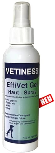 vetiness EffiVet Gel - Hautspray 150 ml für Hunde und Katzen - Reinigung und Desinfektion - Alternative zu Wundgel Katze und antiseptische Wundsalbe Hund