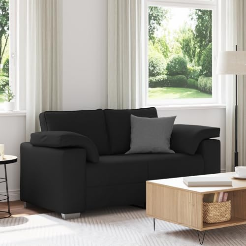 ZQQLVOO Modernes Zweisitzer Sofa in Schwarz mit Stauraum, 120 cm breit, strapazierfähig und fleckenresistent, bequem für Wohnzimmer und Loungebereich