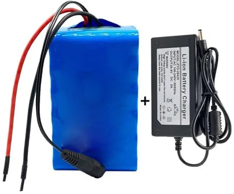 Batería de polímero de litio de 24 V y 8000 mAh, recargable y portátil, con cargador, ideal para iluminación y emergencias. 24V8000mAh,T