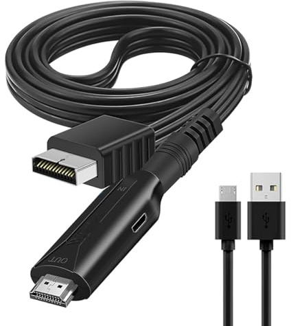 KQLHLHDYZ Câble adaptateur PS1/PS2 vers HDMI, cordon convertisseur PS2 vers HDMI, interface vidéo audio multimédia HD, connecteur de liaison de câble prend en charge la sortie 720p/1080p pour consoles