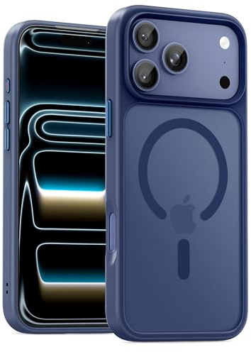 UNBREAKcable für iPhone 17 Pro Hülle für MagSafe, Vollständiger Kameraschutz, Eingebauter Magnetring, Stoßfest Kratzfest Transluzente Matt Handyhülle für iPhone 17 Pro Case 6,3 Zoll, Tiefblau