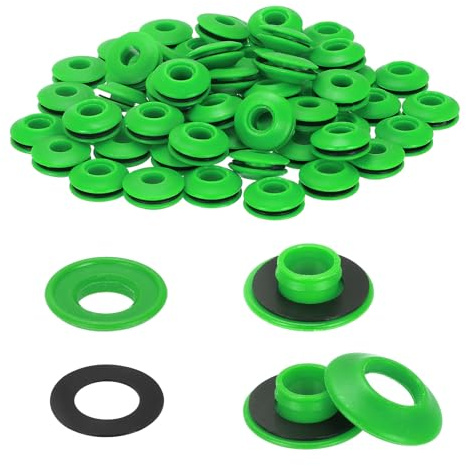 QUARKZMAN Set 60Pz Occhielli Plastica Per Teloni Pneumatici Verdi | Occhielli acciaio inox per teloni camion tessuti tende campeggio coperture piscine vele parasole striscioni clip fissaggio