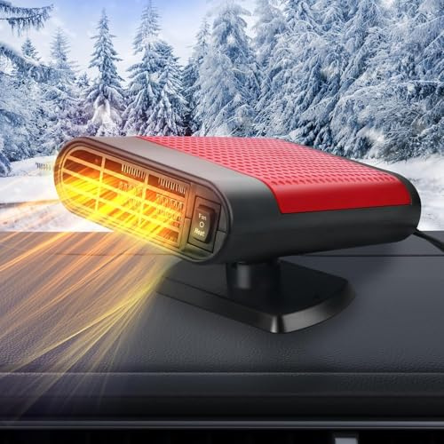 Car Heater,12V Portable Car Heater Car Heater That Plugs into Cigarette Lighter Windshield Defogger and Defroster for All Kinds of 12V Vehicle (Red Black)