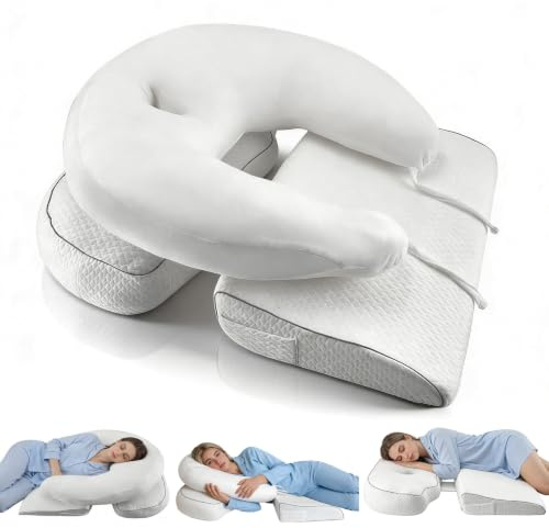 Eirolace 3Pcs Orthopädisches Kissen aus Memory Foam Set Seitenschläferkissen Nackenstützkissen, Kopfkissen Nackenschmerzen, Ergonomisches Schlafkissen