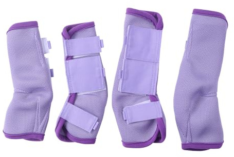 Gallopoff Lot de 4 Guêtres Chevaux, Éviter de Taper du Pied, Violet M | Velcros Renforcés, Maille Respirante, Ne Frottent Pas, pour le Paturage et l'écurie
