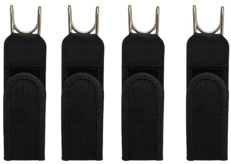 LANQEAOR Waistband Adjuster Straps 4 Pack with Metal Hooks, Hook and Loop Trouser Waist Tighteners, Buckleless Waist Straps for Skirts, Trousers, Coats and Clothing Fit Adjustment, Black
