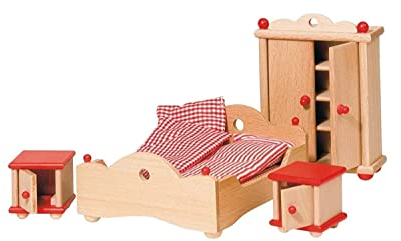 Goki 51954 - Schlafzimmer, 4-teilig, Puppenhausmöbel