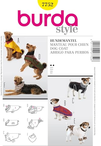 Burda Schnittmuster #7752 Creative Hundemantel 5 Varianten für kleine und große Hunde