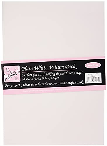 Anita's Parchment Vellum, A4, White, 120gsm, Pack of 10, for Writing, Printing, Scrolls, Books, Art, Craft, Wedding Invitation