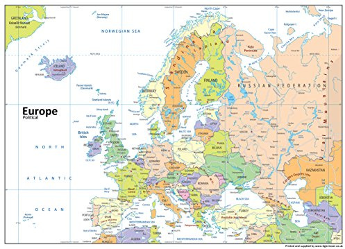 Europa Politische Karte – Papier laminiert – A1 Größe 59,4 x 84,1 cm