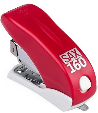 SAX Hefter 160, Kapazität 16 Blatt, Frontlader, leichteres Heften, Rot, max. Tiefe 29mm, für No. 10 Heftklammern, geschlossene Haftung, für Schule und Büro