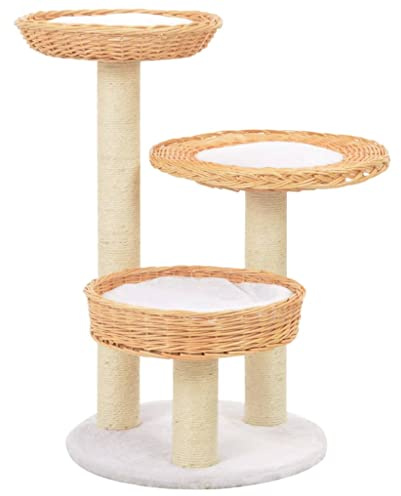 vidaXL Rascador para Gatos con Poste de Sisal Madera Natural de Sauce Mascotas