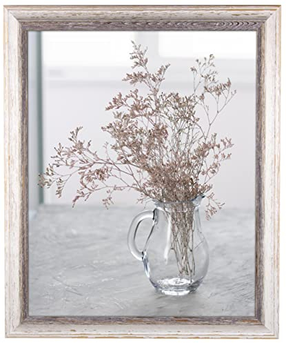myposterframe Bilderrahmen 80 x 120 cm Artemis Echtholz Braun Weiß Vintage mit Kunstglas klar 1 mm
