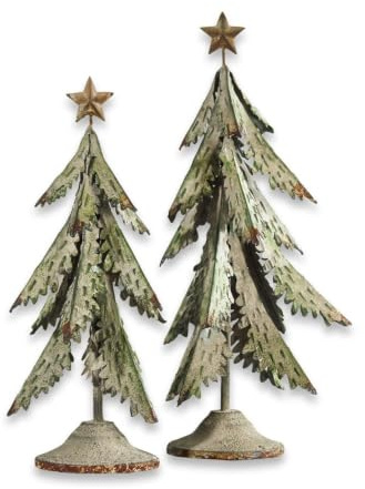Loberon Deko-Baum 2er Set Cour, antikgrün | Dekotanne, nostalgischer Charakter, Festdekoration, Weihnachtsdekoration, Weihnachten, Zinn