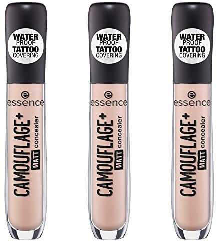 essence CAMOUFLAGE+ MATT concealer, Abdeckstift, Tattoo Abdeckung, Nr. 10 light rose, nude, mattierend, matt, ölfrei, wasserfest, ohne Alkohol, 3er Pack (3 x 5ml)