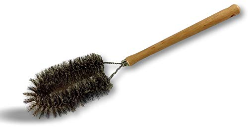 Goupillon persienne double | Lot de 3 | Brosse soie grise | Diamètre 5 cm | Brosse 18 cm | Manche bois verni | Virole acier inox | Nettoyage domestique volets radiateurs fentes | Kibros 102640x3