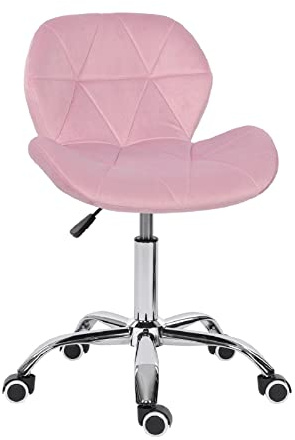 Hadwin Modern Velvet Swivel Office Chair, Height Adjustable Padded Armless Desk Chair with Wheels for Home Office, Pink