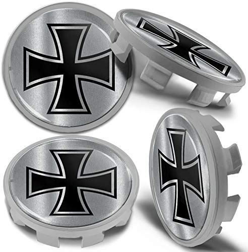 Biomar Labs 68mm Nabendeckel Set 4 Stück – Kompatibel mit BMW 36136783536 Felgendeckel für Alufelgen mit zahlreichen einzigartigen, hochwertigen Designs (Special Edition in Silber-Rote CBS 15)
