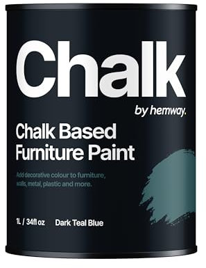 Hemway - Chalk Based Furniture Paint - Dark Teal Blue 1 L | Chalky Matt Shabby Chic Finish for Interior & Exterior Home Decor | Quick Dry & All-in-one